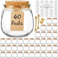 glass jars with corks and labels for mason jars, set of 40 - clear