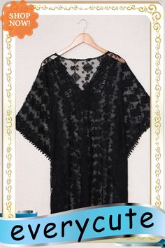 Black Lace Cover-up Dress Oversized Black Bohemian Cover-up, Black Sheer Cover-up For Beach Season, Black Bohemian V-neck Cover-up, Black Bohemian Long Cover-up, Black Lace Beach Cover-up, Dress Swimwear, Swimwear Beach, Beach Cover Ups, Beach Covers