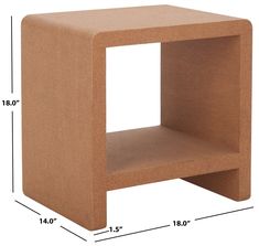 the side table is made out of cardboard and has an open shelf for storing items