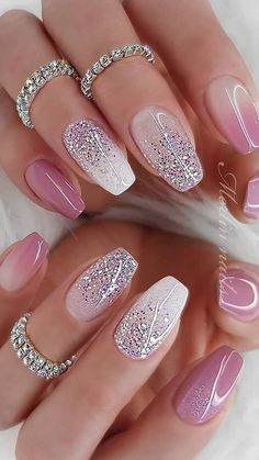 Bridal Nails Wedding, Nails For Bride, Wedding Nails Glitter, Wedding Nails For Bride, Nails Homecoming, Wedding Nails Design, Nails White, Nail Art Wedding