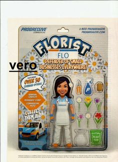 an action figure is shown in the package for this item, which includes a car and flowers