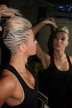 Platinum sidecut with hair tattoos Zebra Hair, Hair Done, Funky Hairstyles, Edgy Hair, Hair Color And Cut