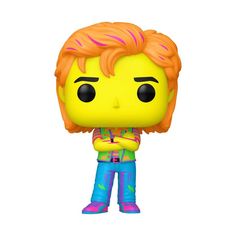 the pop vinyl figure is wearing colorful clothing and holding his arms crossed in front of him