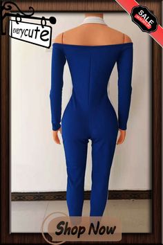 Sexy Off-the-shoulder Low Cut Long Sleeve Bodycon Jumpsuit Bodycon Jumpsuit, Long Sleeve Bodycon, 1 Million, Low Cut, Off The Shoulder, Jumpsuit, Shop Now, Long Sleeve