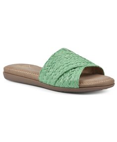 in stock White Mountain, Slide Sandals, Pick Up, In Store, Buy Online, Sandals, Free Shipping, Green, White