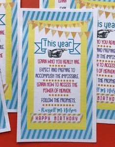 three birthday cards with the words, this year and an image of a car on them