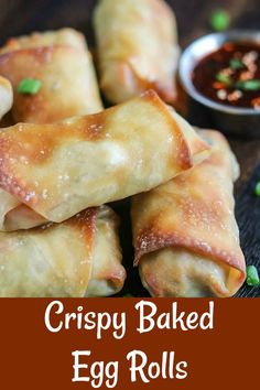 crispy baked egg rolls with dipping sauce