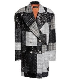 Patchwork Suit, Patchwork Coat, Patchwork Jacket, Patch Work, Dolce E Gabbana, Double Breasted Coat, Tweed Blazer, Black Blazer, Dolce & Gabbana