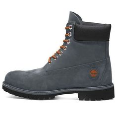 Timberland Premium 6 Inch Boot 'Grey Orange' A2DZG033 Classic Gray Leather Boots, Timberland Gray Leather Boots, Gray Leather Timberland Boots, Timberland Premium, Timberlands, 6 Inches, Street Wear, Orange, Boots