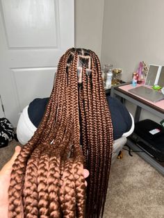 Large Copper Knotless Braids, Ginger Large Knotless Braids, Large Brown Knotless Braids, Brown Jumbo Box Braids, Brown Large Knotless Braids, Large Ginger Knotless Braids, Brown Jumbo Knotless Braids, Knot Less Braid Hairstyles