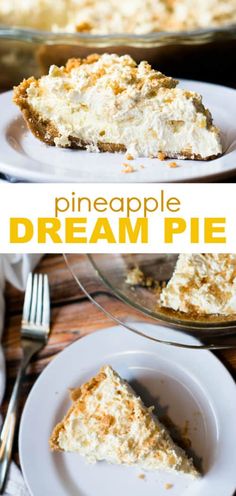 a piece of pineapple dream pie on a plate