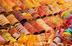 many bracelets and bangles are on display