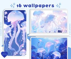 the jellyfish wallpapers are designed to look like they're floating in the water