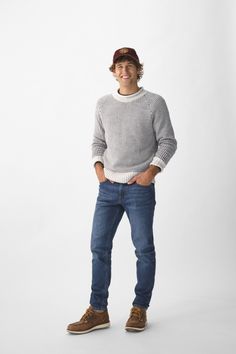 Hands In Pocket, Sweater Jeans, Tapered Leg Jeans, Man Standing, Ll Bean, L L Bean, Tapered Legs, Men's Jeans, Leg Jeans