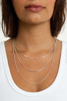 Add a charm or wear it on its own—the Bowie Chain is perfect for both layering and wearing solo. Its versatile design makes it an essential piece for any jewelry collection, effortlessly transitioning from a subtle accent to a standout statement. Sterling Silver -plated brass 2mm chain width Available in 3 lengths 15" - 16" 18" - 19" 21" - 22" **Does not pair with the Gianna, Harlyn, Radiant, Scarlett, or Pave Initial Charms Initial Charm, Pendant Bracelet, Chain Pendants, Ring Bracelet, Silver Necklaces, Women's Jewelry, Chains Necklace, Style Guides, Jewelry Shop