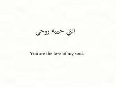 an arabic quote with the words you are the love of my soul