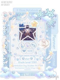 a card with an image of a bear and snowflakes in the background, surrounded by stars