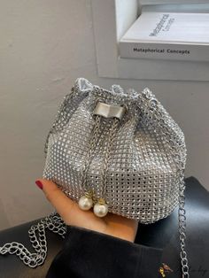 BirdinBag - Glamorous Faux Pearl Mini Bucket Bag: Ideal for Weddings, Proms, and Parties Silver Bucket Shoulder Bag For Party, Silver Bucket Evening Bag, Elegant Silver Bucket Shoulder Bag, Silver Formal Bucket Evening Bag, Elegant Bucket Evening Bag For Wedding, Elegant Wedding Bucket Evening Bag, Silver Bucket Shoulder Bag As Gift, Mini Bucket Bag, Mini Bucket Bags