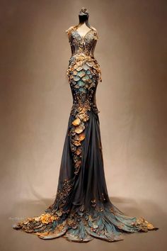 Snake Themed Dress, Snake Wedding Dress, Siren Inspired Dress, Snake Dress Gowns, Snake Inspired Dress, Ocean Goddess Dress, Mermaid Fantasy Dress, Fantasy Mermaid Dress, Sea Inspired Dress