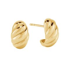 Add a touch of chic elegance with our Mini Croissant Earrings, featuring a refined twisted design reminiscent of a classic croissant. These stylish earrings are perfect for any occasion, blending modern sophistication with timeless charm. Elevate your accessory collection with these versatile and unique earrings, ideal for adding a subtle yet distinctive touch to your look. Made with stainless steel base with a thick layer of high quality 18k gold plating over stainless steel ensuring lasting qu Elegant Twisted Yellow Gold Earrings, Elegant Twisted Tarnish-resistant Hoop Earrings, Elegant Twisted Earrings For Pierced Ears, Elegant Twisted Huggie Earrings Gift, Croissant Earrings, Mini Croissant, June Birthstone Jewelry, Stylish Earrings, Stylish Earring