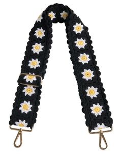 PRICES MAY VARY. This Purse Straps is about 2 inch/5 cm wide,it is wide enough to not hurt your shoulders,and the length is fully adjustable from 30-55 inches,.long enouth to suit most people. This Purse Straps with sunflower floral and made with soft canvas ,uniquely designed,it's very comfortable and cute,adds some personality to a plain purse. This Bag Straps is acrylic fibers Handmade Crochet Flower strap (outer side) + Canvas Meshbelt (inner side),The double-layered reinforced ensure durabi Black Crochet Bag With Adjustable Strap For Shopping, Crochet Shoulder Bag With Adjustable Strap, Sunflower Purse Crochet Pattern, Sunflower Purse Crochet, Black Hand Bag, Sunflower Crochet Crossbody Bag, Handbags Crochet, Flower Women, Adjustable Bag Strap