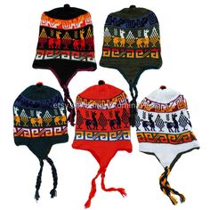 Beautiful winter hats knit one by one in Peru with alpaca wool. It displays a fine design with little llama figures all around. It is a warm and casual accessory, perfect for any outdoor activity during cold winter seasons. It's long braids add the original, fun and youthful touch. Adult One Size Lightweight and soft winter hats will keep your head warm and protected during cold winter. Each item is hand crafted and so there may be minor variations from piece to piece. Alpaca Hat For Outdoor Winter Use, Winter Outdoor Alpaca Hat, Alpaca Beanie For Outdoor, Outdoor Alpaca Beanie Hat, Warm Beanie With Ear Flaps, Winter Alpaca Beanie Hat, Alpaca Winter Hat For Cold Weather, Winter Alpaca Hat For Cold Weather, Alpaca Beanie For Winter