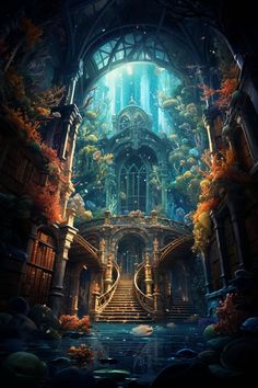 an image of a fantasy setting with stairs