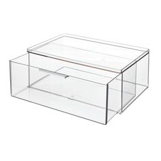 a clear plastic box with two drawers