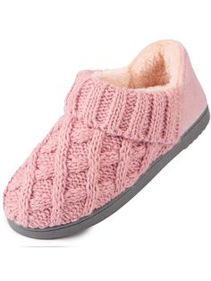 Women's Warm Wool Yarn Cable Knitted Bootie Slippers Memory Foam Anti-Skid Sole House Shoes Indoor Outdoor Pink     Plain    Women Shoes, size features are:Bust: ,Length: ,Sleeve Length: Bootie Slippers, Pink Plain, Pink Collar, Pink Collars, House Shoes, House Slippers, Outdoor Woman, Wool Yarn, Womens Slippers