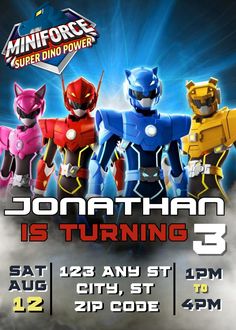 the power rangers birthday party is coming to town on saturday, july 13th and 9th