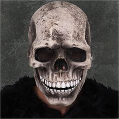 PRICES MAY VARY. 👿👿 SAFE AND COMFORT MATERIAL:This skull mask is made of latex, which is durable, comfortable and breathable. Depending on the size and shape of the head, the mask can be placed in different ways, suitable for most adults. 💀💀 REALISTIC MOVING SKULL JAW MASK:The jaw of the skull is movable. After wearing it, you can imitate the speech of the skull. Make you the most realistic skeleton in the dress up party. 👻👻 THE BEST PARTNER of PARTY:Creepy Halloween mask for adults Perfec Spooky Mask For Cosplay, Novelty Masks For Cosplay And Halloween, Novelty Masks For Halloween Cosplay, Full Face Masquerade Costume For Halloween, Full Face Halloween Masquerade Costume Accessory, Halloween Masquerade Full Face Costume Accessories, Gothic Halloween Cosplay Mask, White Fantasy Masks For Halloween, White Masks For Halloween Fantasy Events