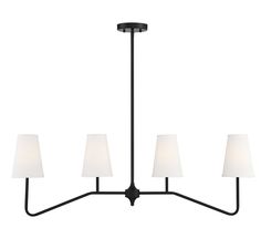 Meridian - M10078MBK - Four Light Linear Chandelier - Matte Black Savoy House Chandelier, Long Dining Room Tables, Brass Light Fixture, Linear Pendant Light, Long Dining Table, Kitchen Island Linear Pendant, Linear Lighting, Linear Pendant, Brass Lighting