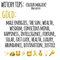 Color Correspondences, Color Magick, Gold Element, Spells And Rituals, Witch Tips, Witchy Tips, Element Fire, Witch Stuff