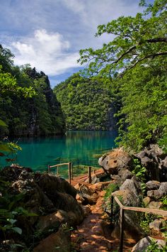 there is a path leading to the blue lake