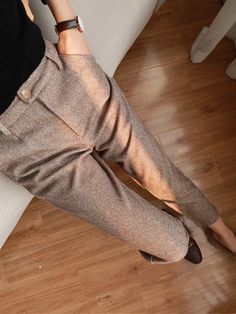 Women‘s Dress Pants Herringbone Pant Fleece Flannel Cropped Pants Ankle-Length Fashion Streetwear Office Work Black ash-colored S M Fall Winter 2024 - $36.99 Elegante Outfits, Celana Fashion, Feminine Skirt, Outfit Winter, Casual Stylish, Casual Suit, Pencil Pants, Looks Chic, Suit Pants