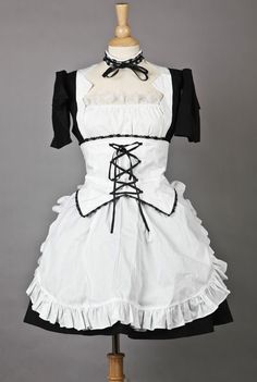 Buy Short Sleeves Lovely Lace Cotton Cosplay Maid Costume on Lolitain.com. Choose your perfect classic lolita dress, gothic lolita dress, and more. Regular discounts up to 50% off. Gothic Cosplay Costume With Ruffles, Gothic Ruffled Costume For Cosplay, Gothic Ruffled Cosplay Costume, Gothic Style Ruffle Cosplay Costume For Halloween, Gothic Ruffled Cosplay Costume For Halloween, Gothic Halloween Cosplay Costume With Ruffles, White Victorian Dress For Halloween Costume Party, Cosplay Maid, Skirt Apron