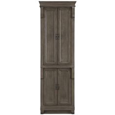 a tall wooden cabinet with two doors