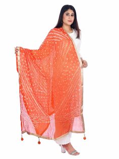 Handmade item,  Rajsthani Jhankaar Bandhani Bandhej Hevy Dupatta, Solid Color Dupatta With Gota Border And Latkan, Bandhani Dupatta Bridesmaid Return Gifts WELCOME MY SHOP * Color :- as picture Shown Size : 88X44"INCH ( Approx ) * Color :- as picture Shown Size : 88X44"INCH ( Approx ) Look : Traditional jaipuri bandhej with latkan on corners Material - Artificial Silk and Fabric : silk Washing Instructions - Dry Clean Only. Do Not Iron. Size Name: Free Size Material composition -Art silk Pattern Orange Kurta With Dori Work In Traditional Drape, Traditional Orange Anarkali Set With Gota Work, Traditional Orange Sharara For Festive Season, Traditional Orange Sharara With Gota Work, Orange Bandhani Print Sets For Navratri, Diwali Orange Anarkali Set With Pallu, Orange Anarkali Set With Pallu For Diwali, Multicolor Semi-stitched Dupatta With Latkans, Orange Chinon Traditional Wear With Zari Work