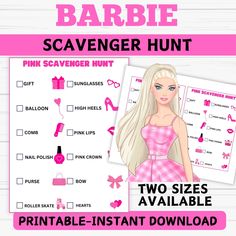 barbie doll scavenger hunt printable for barbie dolls, barbies and other toys