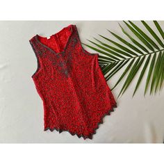 "Art deco beaded silk top. Vibrant red with charcoal grey beading. Features scalloped hem edge. Elegant choice for a formal event or evening out.  No size marked fits XS/S  Chest 33\" Waist 30\" Hips 31\" Length 24\" Nice condition; little signs of wear" Formal Top, Deco Beads, Formal Tops, Womens Blouses, Mohair Cardigan, Ruffled Collar, Mint Velvet, Wrap Sweater, Scalloped Hem