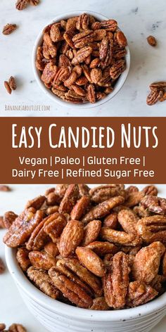 easy candied nuts Sugared Nuts Recipe, Snacks Healthy On The Go, Healthy Candy Recipes, Gluten Free Christmas Treats