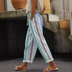 Brighten your wardrobe with our Casual Multicolor Striped Ankle Pants, featuring vibrant stripes and a comfortable fit. Perfect for adding a pop of color to your everyday look. These pants are ideal for casual outings and stylish adventures. Beach Dresses Casual, Ankle Pants, Wedding Dresses Plus Size, Pop Of Color, Plus Size Swimwear, Prom Party Dresses, Beach Dresses, Jeans Dress, Everyday Look