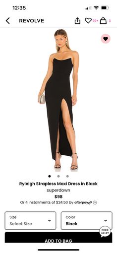 a woman in a black dress on the app