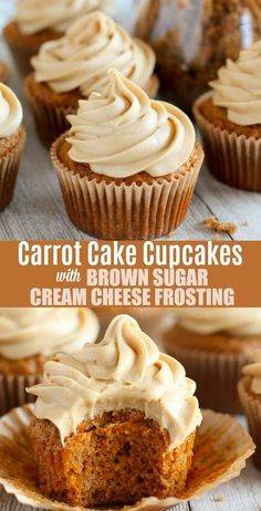 carrot cake cupcakes with brown sugar cream frosting