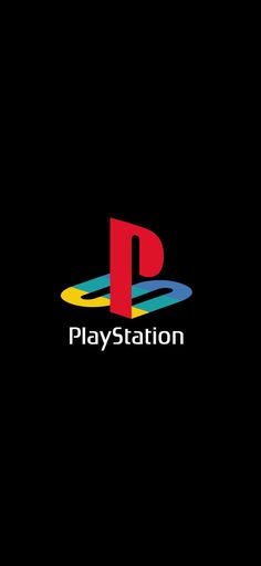 the playstation logo is shown on a black background with red, yellow and blue letters