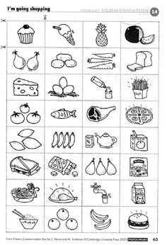 the worksheet is filled with pictures of food