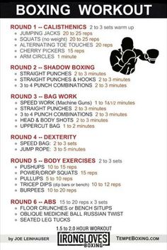 a poster with instructions on how to do a boxing workout for the body and shoulders