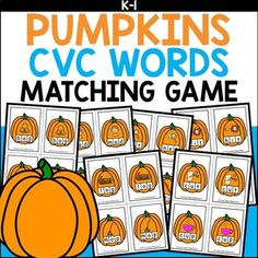 pumpkin themed cvc words matching game