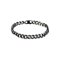 Give your look a stylish finishing touch whenever you wear this men's black stainless steel chain bracelet. Give your look a stylish finishing touch whenever you wear this men's black stainless steel chain bracelet.Click on this JEWELRY & WATCHES GUIDE to learn about fit, styles, materials and more! Chain type: curb Chain width: 3 mm Length: 8 in. Clasp: lobster claw Metal: stainless steel Plating: ion plated Finish: polished Packaging: boxed Please note, due to the high value of this item, a si Black Metal Bracelet With Curb Chain, Black Metal Curb Chain Bracelet, Black Metal Bracelet With Stainless Steel Clasp, Black Metal Chain Bracelet With Stainless Steel Clasp, Black Stainless Steel Bracelet With Curb Chain, Black Stainless Steel Curb Chain Bracelets, Black Metal Cuban Link Chain Bracelet, Black Cuban Link Chain Bracelet, Black Stainless Steel Chain Bracelet