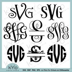 Scalloped-Monogram-Cricut-Fonts-Svg-Files-kyo-digital-studio Monogram Fonts For Cricut, Cricut Stationary, Cricut Monogram Font, Vine Monogram Font, Cricket Designs, Circle Monogram Font, Free Monogram Fonts, Fonts For Cricut, Monogram Maker